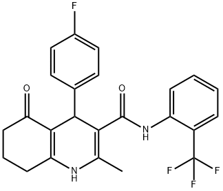 4-(4-fluorophenyl)-2-methyl-5-oxo-N-[2-(trifluoromethyl)phenyl]-1,4,5,6,7,8-hexahydro-3-quinolinecarboxamide 结构式