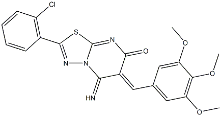 2-(2-chlorophenyl)-5-imino-6-(3,4,5-trimethoxybenzylidene)-5,6-dihydro-7H-[1,3,4]thiadiazolo[3,2-a]pyrimidin-7-one 结构式