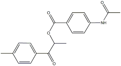 1-methyl-2-(4-methylphenyl)-2-oxoethyl 4-(acetylamino)benzoate 结构式