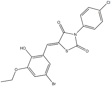 5-(5-bromo-3-ethoxy-2-hydroxybenzylidene)-3-(4-chlorophenyl)-1,3-thiazolidine-2,4-dione 结构式