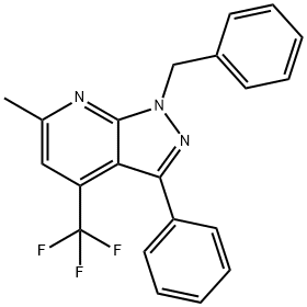 1-benzyl-6-methyl-3-phenyl-4-(trifluoromethyl)-1H-pyrazolo[3,4-b]pyridine 结构式