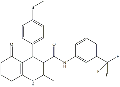 2-methyl-4-[4-(methylsulfanyl)phenyl]-5-oxo-N-[3-(trifluoromethyl)phenyl]-1,4,5,6,7,8-hexahydro-3-quinolinecarboxamide 结构式