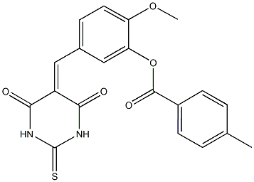 5-[(4,6-dioxo-2-thioxotetrahydro-5(2H)-pyrimidinylidene)methyl]-2-(methyloxy)phenyl 4-methylbenzoate 结构式