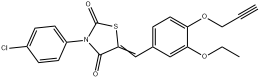 3-(4-chlorophenyl)-5-[3-ethoxy-4-(2-propynyloxy)benzylidene]-1,3-thiazolidine-2,4-dione 结构式