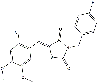 5-(2-chloro-4,5-dimethoxybenzylidene)-3-(4-fluorobenzyl)-1,3-thiazolidine-2,4-dione 结构式