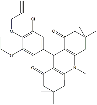 9-[3-chloro-5-ethoxy-4-(2-propynyloxy)phenyl]-3,3,6,6,10-pentamethyl-3,4,6,7,9,10-hexahydro-1,8(2H,5H)-acridinedione 结构式