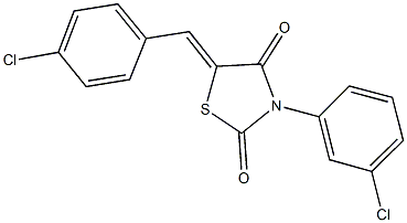 5-(4-chlorobenzylidene)-3-(3-chlorophenyl)-1,3-thiazolidine-2,4-dione 结构式
