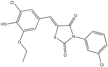 5-(3-chloro-5-ethoxy-4-hydroxybenzylidene)-3-(3-chlorophenyl)-1,3-thiazolidine-2,4-dione 结构式