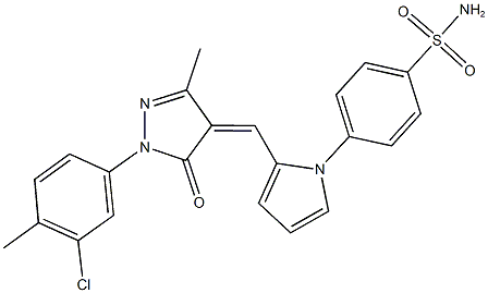 4-(2-{[1-(3-chloro-4-methylphenyl)-3-methyl-5-oxo-1,5-dihydro-4H-pyrazol-4-ylidene]methyl}-1H-pyrrol-1-yl)benzenesulfonamide 结构式