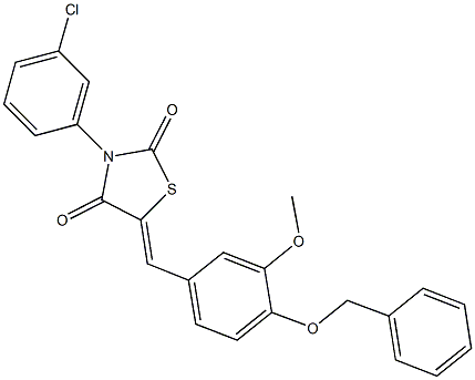 5-[4-(benzyloxy)-3-methoxybenzylidene]-3-(3-chlorophenyl)-1,3-thiazolidine-2,4-dione 结构式