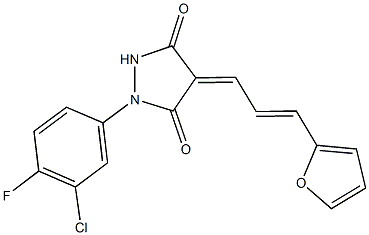 1-(3-chloro-4-fluorophenyl)-4-[3-(2-furyl)-2-propenylidene]-3,5-pyrazolidinedione 结构式