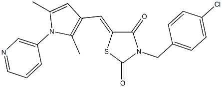 3-(4-chlorobenzyl)-5-{[2,5-dimethyl-1-(3-pyridinyl)-1H-pyrrol-3-yl]methylene}-1,3-thiazolidine-2,4-dione 结构式