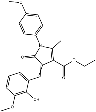 ethyl 4-(2-hydroxy-3-methoxybenzylidene)-1-(4-methoxyphenyl)-2-methyl-5-oxo-4,5-dihydro-1H-pyrrole-3-carboxylate 结构式