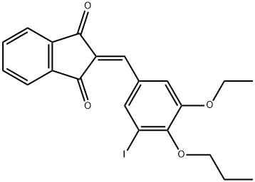 2-(3-ethoxy-5-iodo-4-propoxybenzylidene)-1H-indene-1,3(2H)-dione 结构式