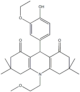 9-(3-ethoxy-4-hydroxyphenyl)-10-(2-methoxyethyl)-3,3,6,6-tetramethyl-3,4,6,7,9,10-hexahydro-1,8(2H,5H)-acridinedione 结构式