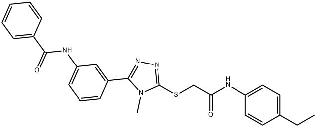 N-[3-(5-{[2-(4-ethylanilino)-2-oxoethyl]sulfanyl}-4-methyl-4H-1,2,4-triazol-3-yl)phenyl]benzamide 结构式