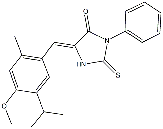 5-(5-isopropyl-4-methoxy-2-methylbenzylidene)-3-phenyl-2-thioxo-4-imidazolidinone 结构式