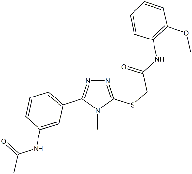 2-({5-[3-(acetylamino)phenyl]-4-methyl-4H-1,2,4-triazol-3-yl}sulfanyl)-N-(2-methoxyphenyl)acetamide 结构式