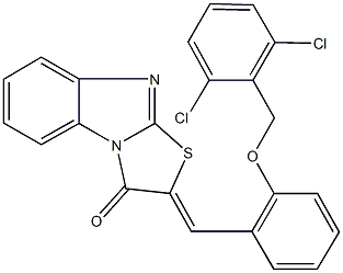 2-{2-[(2,6-dichlorobenzyl)oxy]benzylidene}[1,3]thiazolo[3,2-a]benzimidazol-3(2H)-one 结构式