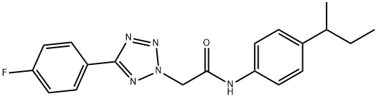 N-(4-sec-butylphenyl)-2-[5-(4-fluorophenyl)-2H-tetraazol-2-yl]acetamide 结构式