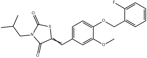 5-{4-[(2-fluorobenzyl)oxy]-3-methoxybenzylidene}-3-isobutyl-1,3-thiazolidine-2,4-dione 结构式