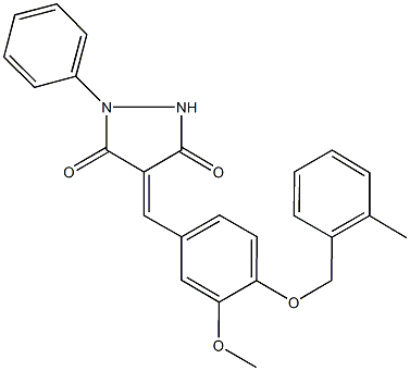 4-{3-methoxy-4-[(2-methylbenzyl)oxy]benzylidene}-1-phenyl-3,5-pyrazolidinedione 结构式