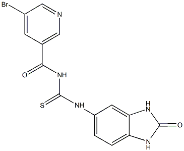 N-[(5-bromo-3-pyridinyl)carbonyl]-N'-(2-oxo-2,3-dihydro-1H-benzimidazol-5-yl)thiourea 结构式