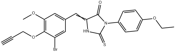 5-[3-bromo-5-methoxy-4-(2-propynyloxy)benzylidene]-3-(4-ethoxyphenyl)-2-thioxo-4-imidazolidinone 结构式