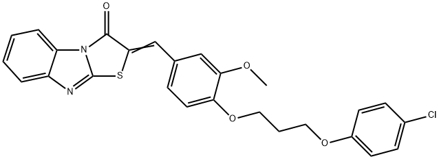 2-{4-[3-(4-chlorophenoxy)propoxy]-3-methoxybenzylidene}[1,3]thiazolo[3,2-a]benzimidazol-3(2H)-one 结构式