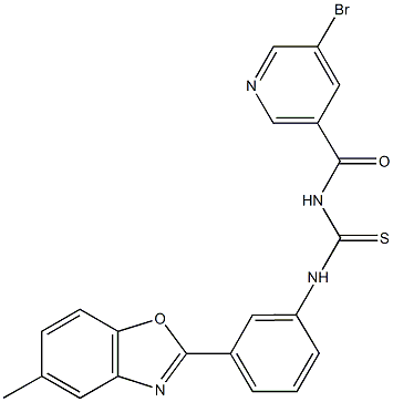 N-[(5-bromopyridin-3-yl)carbonyl]-N'-[3-(5-methyl-1,3-benzoxazol-2-yl)phenyl]thiourea 结构式