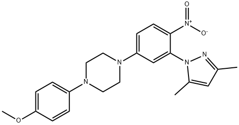 1-{3-(3,5-dimethyl-1H-pyrazol-1-yl)-4-nitrophenyl}-4-(4-methoxyphenyl)piperazine 结构式