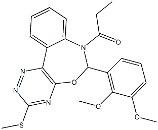 6-(2,3-dimethoxyphenyl)-3-(methylsulfanyl)-7-propionyl-6,7-dihydro[1,2,4]triazino[5,6-d][3,1]benzoxazepine 结构式