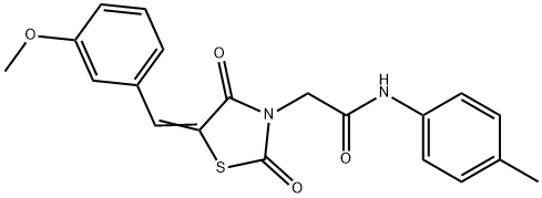 2-[5-(3-methoxybenzylidene)-2,4-dioxo-1,3-thiazolidin-3-yl]-N-(4-methylphenyl)acetamide 结构式