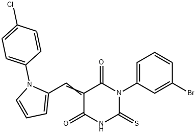 1-(3-bromophenyl)-5-{[1-(4-chlorophenyl)-1H-pyrrol-2-yl]methylene}-2-thioxodihydro-4,6(1H,5H)-pyrimidinedione 结构式