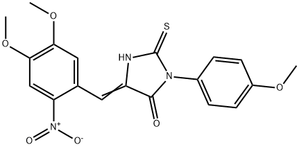 5-{2-nitro-4,5-dimethoxybenzylidene}-3-(4-methoxyphenyl)-2-thioxo-4-imidazolidinone 结构式
