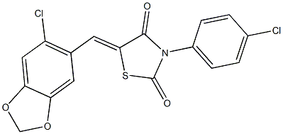 5-[(6-chloro-1,3-benzodioxol-5-yl)methylene]-3-(4-chlorophenyl)-1,3-thiazolidine-2,4-dione 结构式