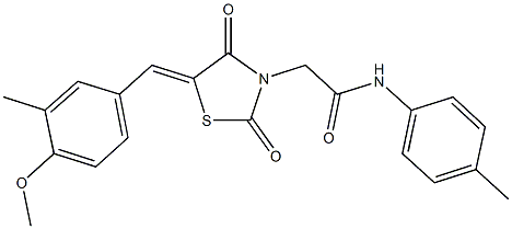 2-[5-(4-methoxy-3-methylbenzylidene)-2,4-dioxo-1,3-thiazolidin-3-yl]-N-(4-methylphenyl)acetamide 结构式