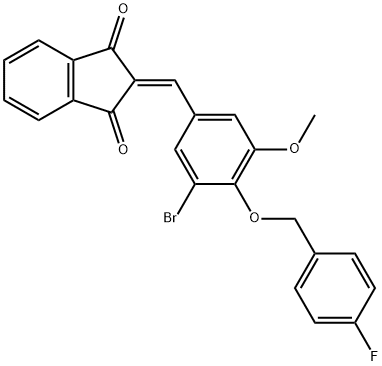 2-{3-bromo-4-[(4-fluorobenzyl)oxy]-5-methoxybenzylidene}-1H-indene-1,3(2H)-dione 结构式