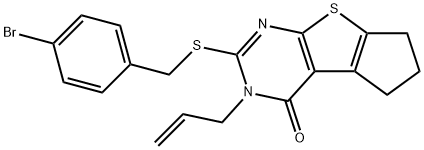 3-allyl-2-[(4-bromobenzyl)sulfanyl]-3,5,6,7-tetrahydro-4H-cyclopenta[4,5]thieno[2,3-d]pyrimidin-4-one 结构式