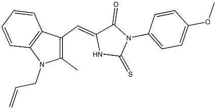 5-[(1-allyl-2-methyl-1H-indol-3-yl)methylene]-3-(4-methoxyphenyl)-2-thioxo-4-imidazolidinone 结构式