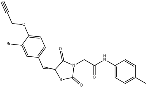 2-{5-[3-bromo-4-(2-propynyloxy)benzylidene]-2,4-dioxo-1,3-thiazolidin-3-yl}-N-(4-methylphenyl)acetamide 结构式