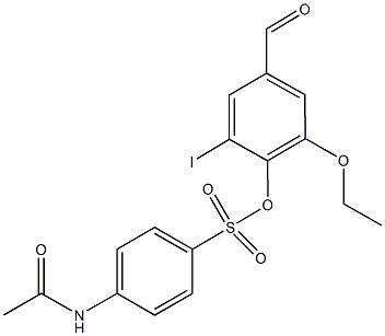 2-ethoxy-4-formyl-6-iodophenyl 4-(acetylamino)benzenesulfonate 结构式