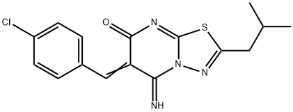 6-(4-chlorobenzylidene)-5-imino-2-isobutyl-5,6-dihydro-7H-[1,3,4]thiadiazolo[3,2-a]pyrimidin-7-one 结构式