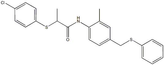 2-[(4-chlorophenyl)sulfanyl]-N-{2-methyl-4-[(phenylsulfanyl)methyl]phenyl}propanamide 结构式