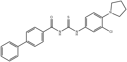 4-[({[3-chloro-4-(1-pyrrolidinyl)anilino]carbothioyl}amino)carbonyl]-1,1'-biphenyl 结构式