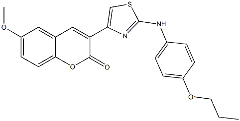 6-methoxy-3-[2-(4-propoxyanilino)-1,3-thiazol-4-yl]-2H-chromen-2-one 结构式