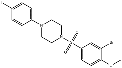 2-bromo-4-{[4-(4-fluorophenyl)-1-piperazinyl]sulfonyl}phenyl methyl ether 结构式