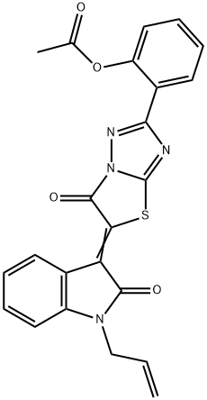 2-[5-(1-allyl-2-oxo-1,2-dihydro-3H-indol-3-ylidene)-6-oxo-5,6-dihydro[1,3]thiazolo[3,2-b][1,2,4]triazol-2-yl]phenyl acetate 结构式