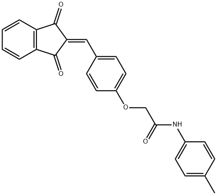 2-{4-[(1,3-dioxo-1,3-dihydro-2H-inden-2-ylidene)methyl]phenoxy}-N-(4-methylphenyl)acetamide 结构式