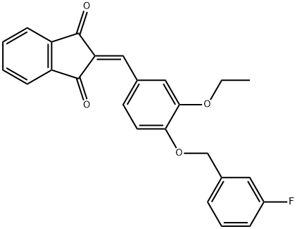 2-{3-ethoxy-4-[(3-fluorobenzyl)oxy]benzylidene}-1H-indene-1,3(2H)-dione 结构式